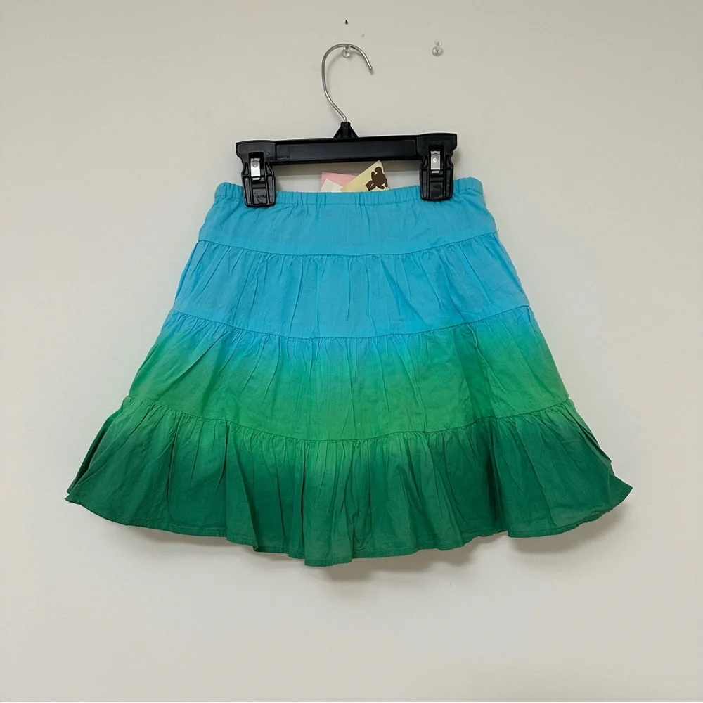 NEW Vintage Y2K Baby Gap Gradient Blue to Green Tiered Skirt Hand Dyed Bohemian